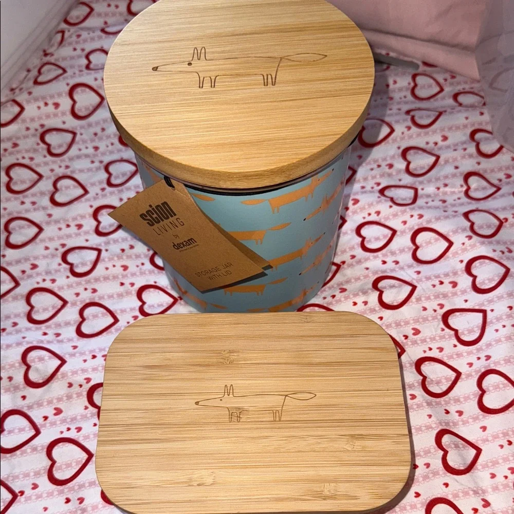 Matching Set- Canister & Glass Food Storage Jar with Bamboo Lids. So many uses!